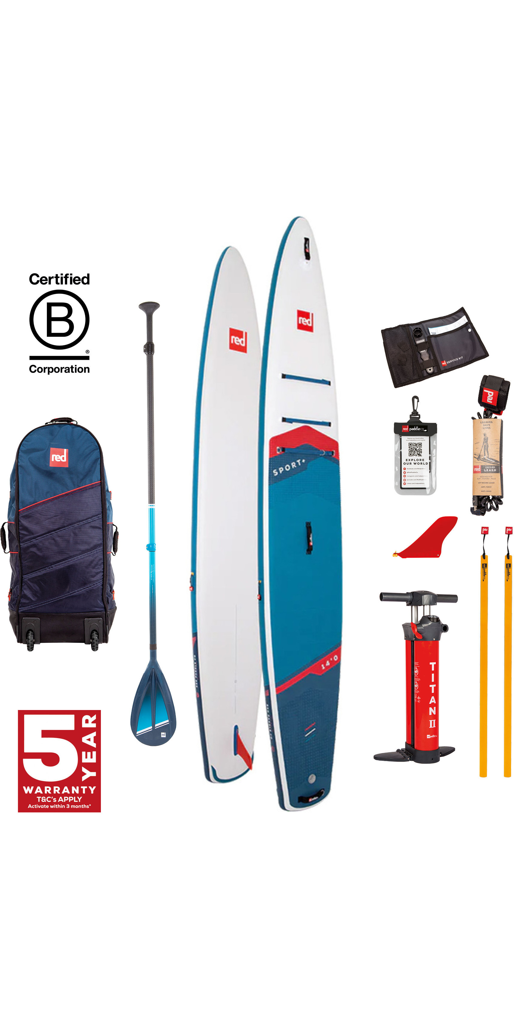 2024 Red Paddle Co 14'0'' Sport MSL Stand Up Paddle Board Sac Pompe &  Hybrid Tough