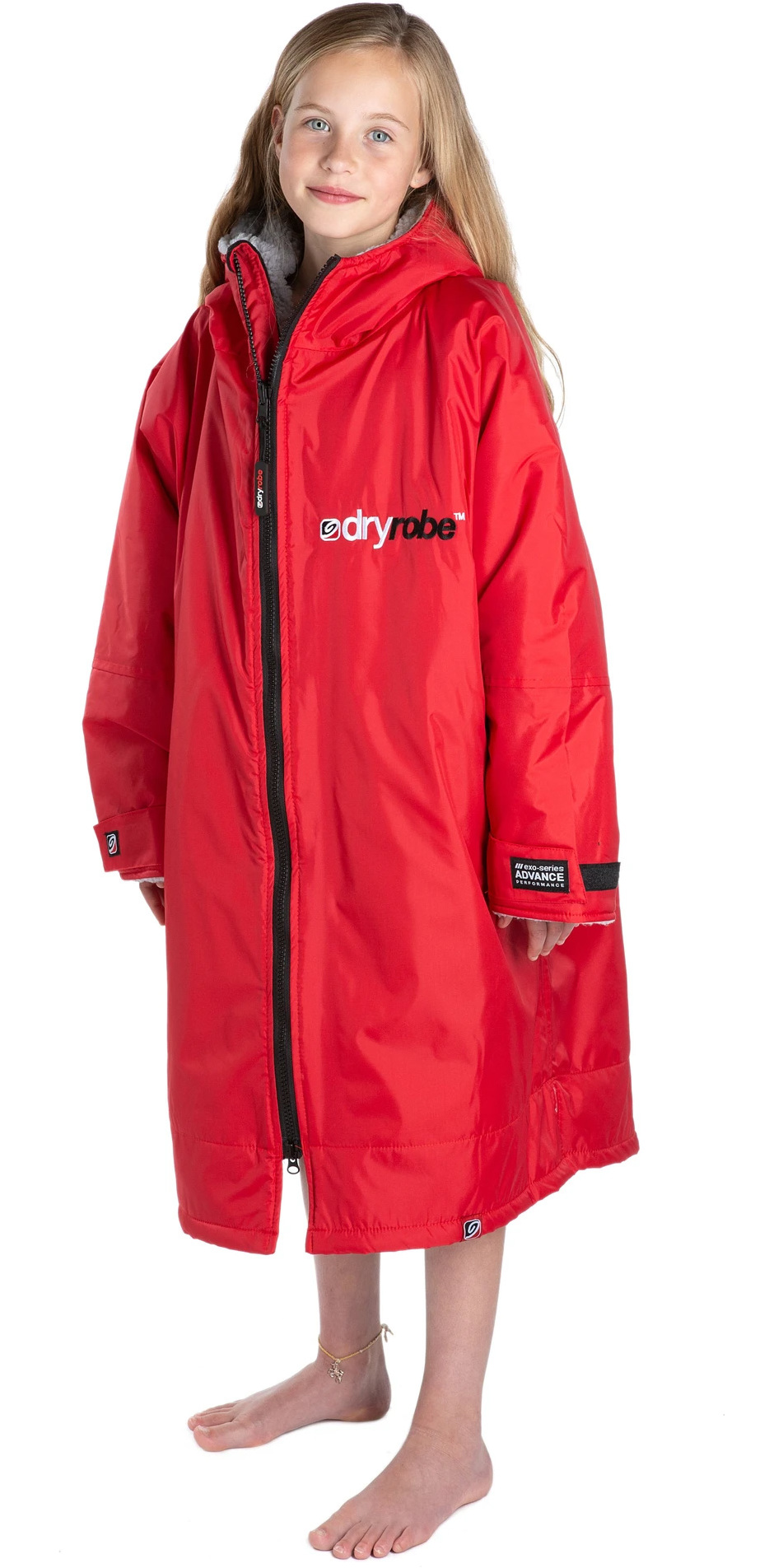 Black/Pink DryRobe  Advance Longsleeve Junior Rain Jacket 