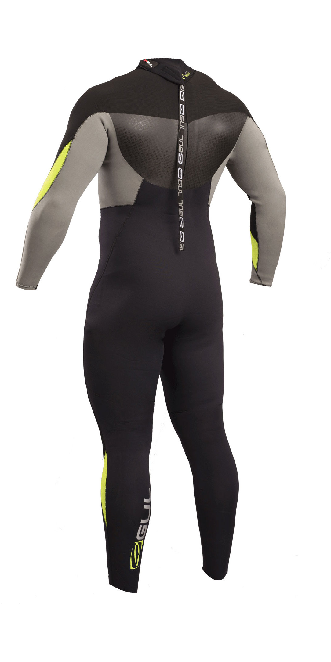 Black Lime GUL Mens 4/3mm Response Back Zip Wetsuit Easy Stretch 