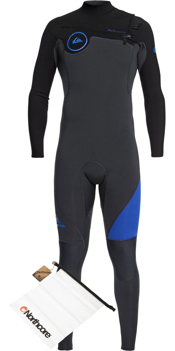 Quiksilver Mens Syncro 3/2mm Chest Zip Wetsuit Graphite / Black