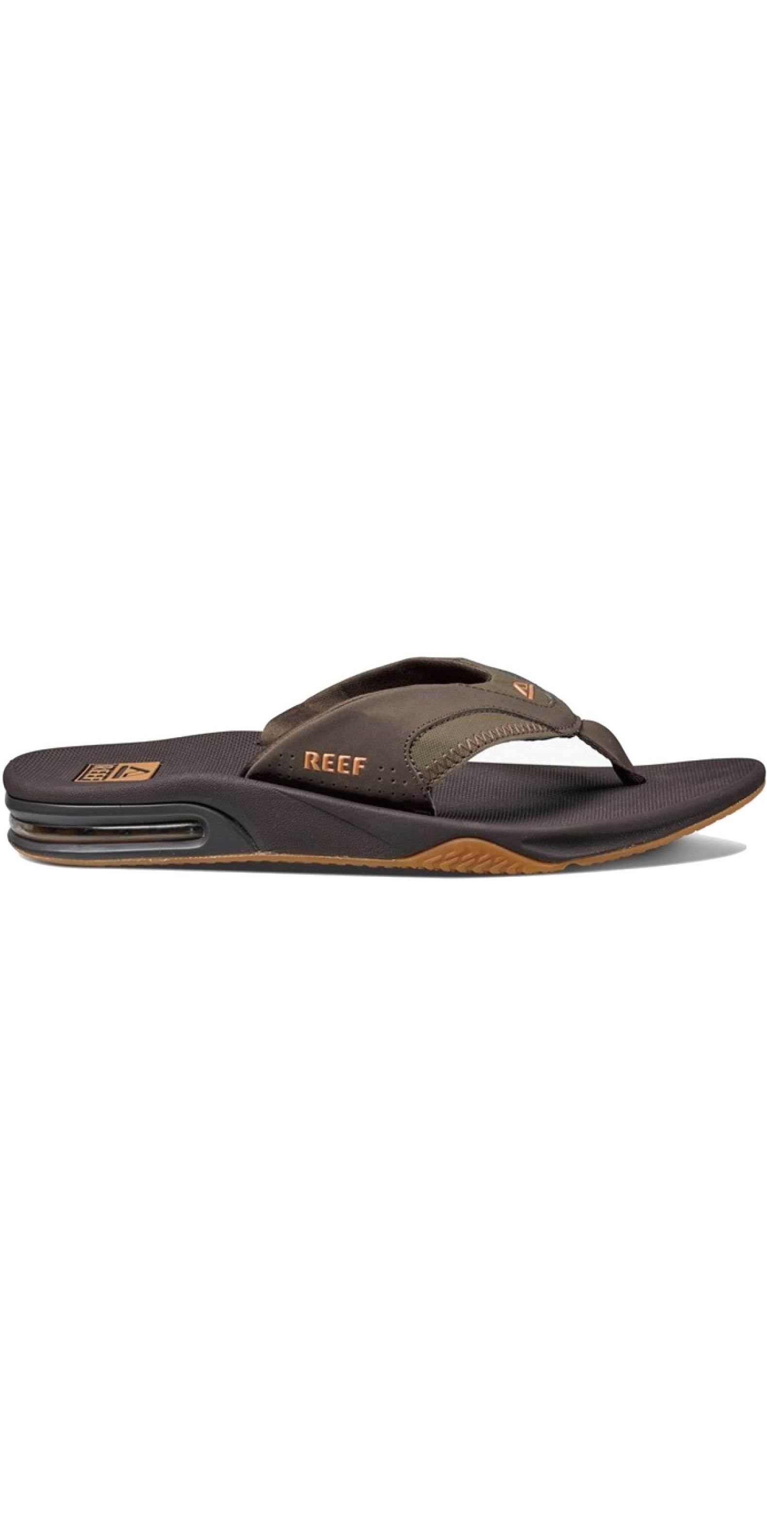 2021 Reef Mens Fanning Flip Flops Sandals Rf002026 Brown Gum Accessories Wetsuit Outlet