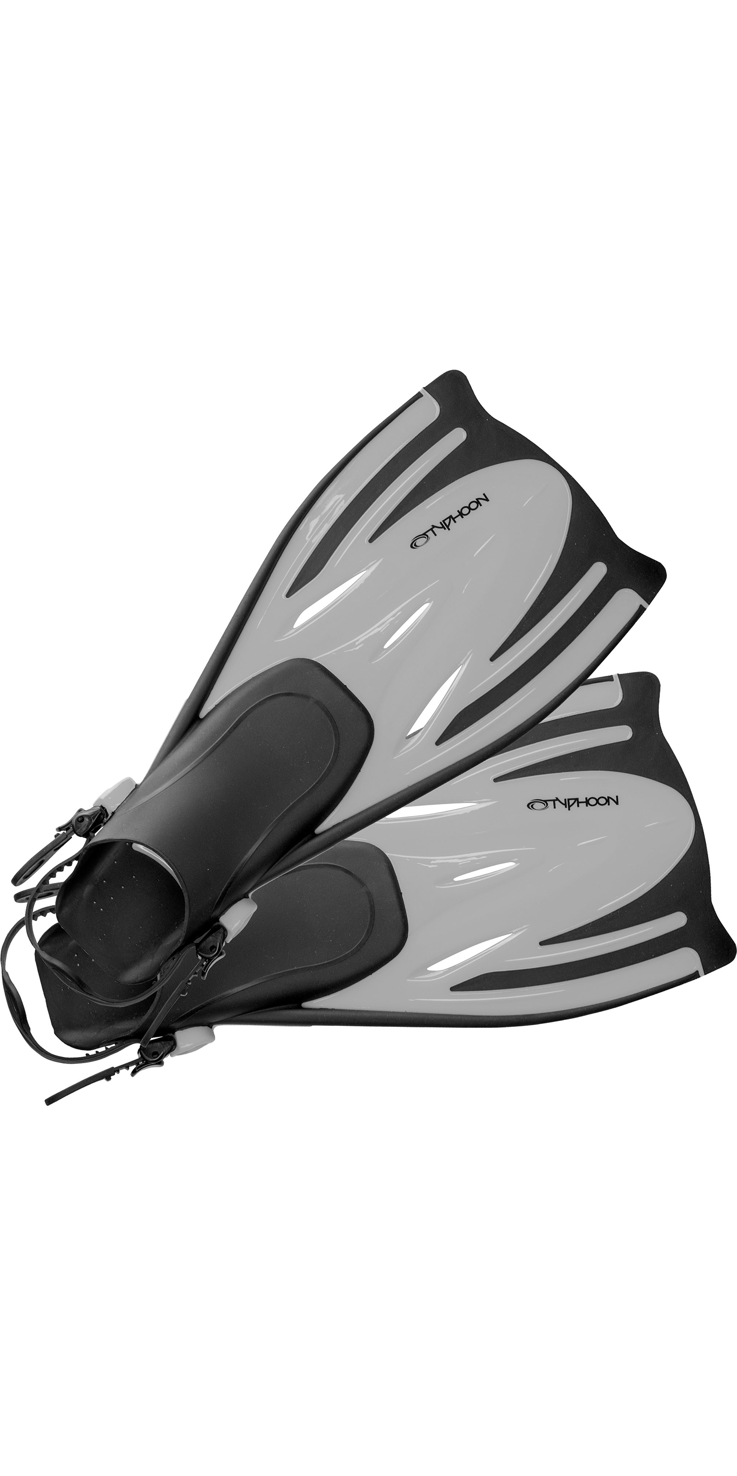 Adults & Kids Typhoon T-Jet Adjustable Swim Snorkelling Fins Silver 
