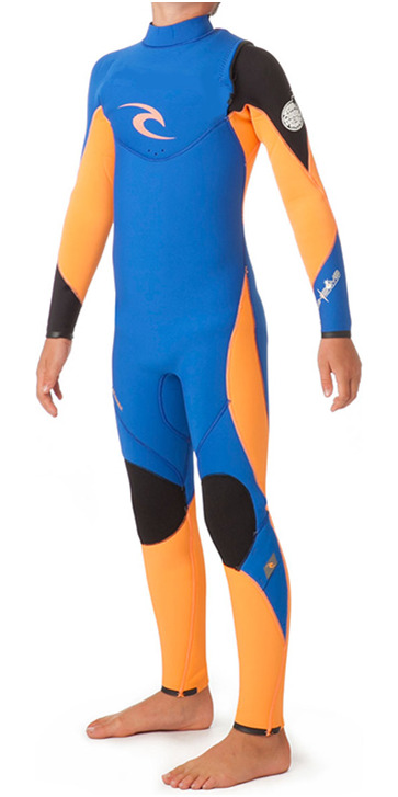 2014 Rip Curl Flash Bomb 5/3mm JUNIOR ZIP FREE Wetsuit Blue/FLURO