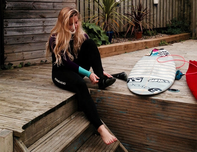 Sammy and her wetsuit