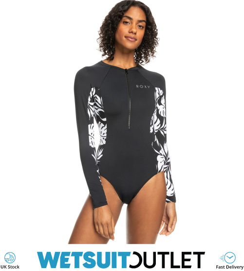 Roxy Essentials Long Sleeve Rashguard One-Piece Swimsuit in Anthracite