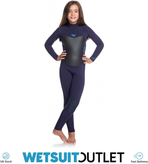 2020 Roxy Girls Syncro 32mm Back Zip Wetsuit Blue Ribbon Coral Flame Ergw103013 Watersports