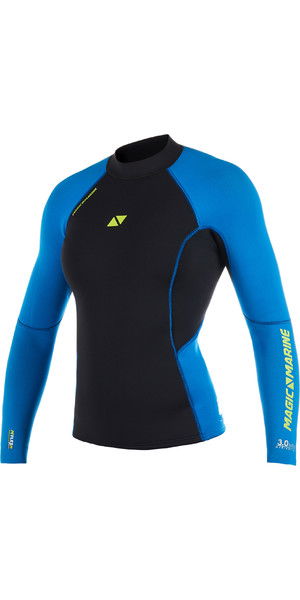 2019 Magic Marine Womens Ultimate L / S 3mm Neoprene Top Blue 170081