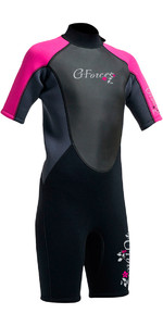 2022 Gul G-Force Junior Shorty 3/2mm Wetsuit in Black / Pink GF3308-A9