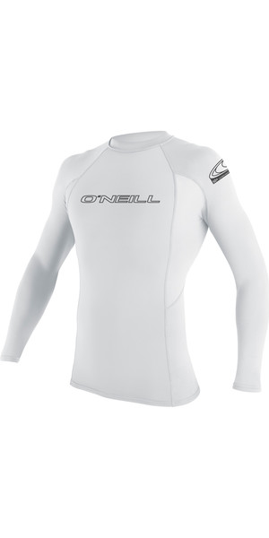 2019 O'Neill Basic Skins Long Sleeve Crew Rash Vest WHITE 3342