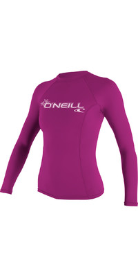 2023 O'Neill Womens Basic Skins Long Sleeve Crew Rash Vest 3549 - Fox Pink