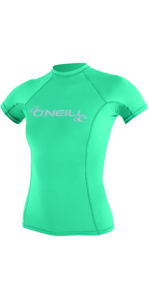 2018 O'Neill Ladies Basic Skins Short Sleeve Crew Rash Vest SEAGLASS 3548