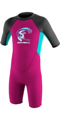 2023 O'Neill Toddler Reactor 2mm Back Zip Shorty Wetsuit 4867G - Berry
