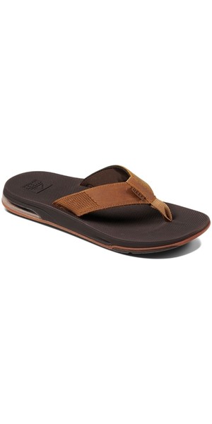2018 Reef Mens Leather Fanning Low Flip Flops Brown RF0A3KIHORG