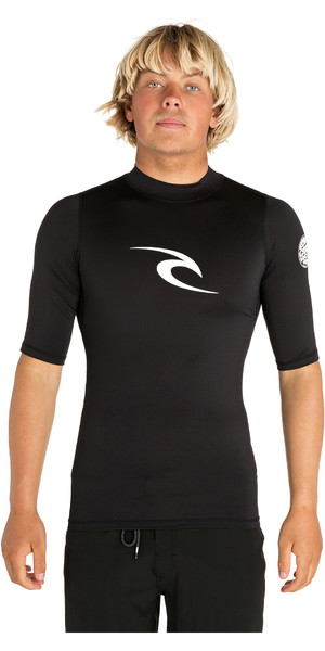 2019 Rip Curl Mens Corpo Short Sleeve UV Tee Rash Vest BLACK WLE4KM