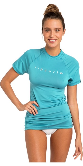 Rip Curl Womens Sunny Rays Relaxed Short Sleeve Rash Vest Top White