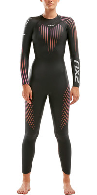 2022 2XU Dames P:1 Propel Triathlon Wetsuit WW4994C - Black / Sunset