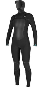 2022 O'Neill Womens Psycho Tech+ 6/4mm Chest Zip Hooded Wetsuit 5368 - Black