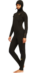 2022 Billabong Womens Synergy 5/4mm Chest Zip Hooded Wetsuit ABJW200100 - Black Tie Dye