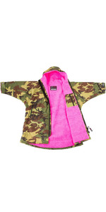 2022 Dryrobe Advance Junior Long Sleeve Premium Outdoor Changing Robe / Poncho DR104 - Camo / Pink