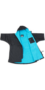 2021 Dryrobe Advance Junior Short Sleeve Premium Outdoor Change Robe / Poncho DR100 - Sort / Blå