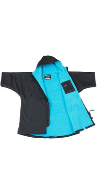 2022 Dryrobe Advance Junior Changing Robe / Poncho Met Korte Mouwen Dr100 - Zwart / Blauw