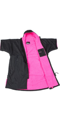 2022 Dryrobe Advance Short Sleeve Changing Robe / Poncho DR100 - Black / Pink