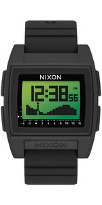 2021 Nixon Base Tide Pro Surf Horloge A1307 - Zwart / Groen Positief