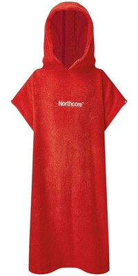 2023 Northcore Kids Beach Basha Hooded Towel Changing Robe / Poncho NOCO24D - Red