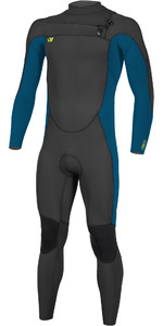 2022 O'neill Jeugd Ninja 4/3mm Chest Zip Wetsuit 5476 - Zwart / Ultra Blue