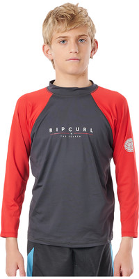 2021 Rip Curl Jungen Shock Waves Langarm-UV-T-Shirt Wly3mb0 - Rot