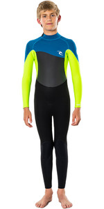 2021 Rip Curl Junior Omega 4/3mm Gbs Back Zip Wetsuit Wsm9rb - Neon Lime