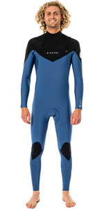 2022 Rip Curl Masculino Dawn Patrol Calor 4/3mm Chest Zip Wetsuit Wsm9 Cm - Azul / Preto