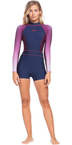2022 Roxy Womens Rise Collection 1.5mm Long Sleeve Shorty Wetsuit ERJW403036 - Navy Nights / Red Plum / Garnet