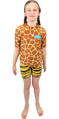 2022 Saltskin Junior Short Sleeve Rash Vest STSKNGRFF04 - Giraffe