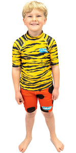 2021 Saltskin Junior Short Sleeve Rash Vest STSKNTGR04 - Tiger