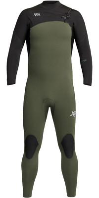 2023 Xcel Mens Comp 4/3mm Chest Zip Wetsuit MN43ZXC0D - Dark Forest / Black