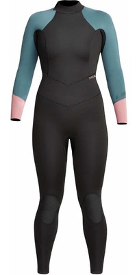 2023 Xcel Dames Axis 3/2mm Rug Ritssluiting Wetsuit WN32AXG0 - Black / Tinfoil / Mesa Rose