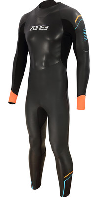 2022 Zone3 Hommes Aspect 3/2mm Breastroke Open Water Swimming Combinaison Néoprène WS21MAP - Black / Blue / Orange