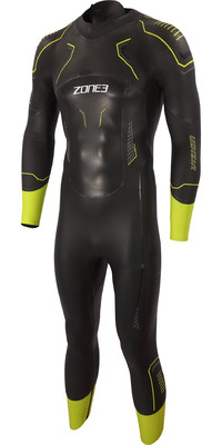 2024 Zone3 Heren Vision 5mm Swim Wetsuit WS21MVIS - Black / Lime / Gunmetal
