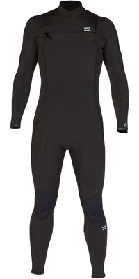 2023 Billabong Hommes Absolute 5/4mm Chest Zip Combinaison Noprne F45M25 - Black