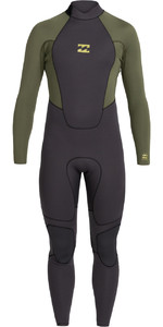 2022 Billabong Mens Intruder 4/3mm Back Zip Wetsuit F44m94 - Antique Black