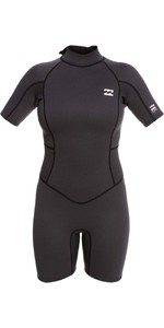 2022 Billabong Dames Launch 2/2 2mm Shorty Wetsuit Met Back Zip Z42g91 - Zwart