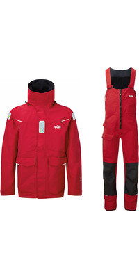 2023 Gill Mens OS2 Offshore Sailing Jacket & Trousers Combi-Set - Red