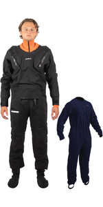 2023 Gul Mens Code Zero Stretch U-zip Drysuit & Free Underfleece Gm0368-b9 - Schwarz