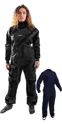 2023 Gul Kvinders Dartmouth Eclip Zip Drysuit & Free Underfleece Gm0383-b9 - Sort