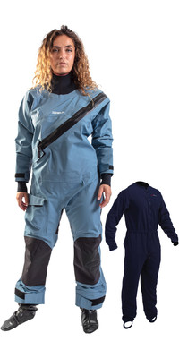 2023 Gul Naisten Dartmouth Eclip Zip Drysuit & Vapaa Alusfleece Gm0383-b9 - Sininen / Geo
