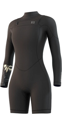 2024 Mystic Womens Dazzled 3/2mm Chest Zip Long Sleeve Shorty Wetsuit 35000220095 - Black