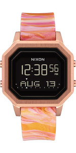 2022 Nixon Siren Relógio De Surf De Aço Inoxidável A1211 - Ouro Rosa / Mármore Rosa