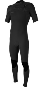 2023 O'Neill Mens Hyperfreak 2mm Chest Zip Short Sleeve Wetsuit 5497 - Black