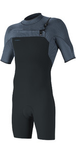 2022 O'neill Heren Hyperfreak 2mm Shorty Wetsuit Met Chest Zip 5495 - Gunmetal / Cadet Blauw